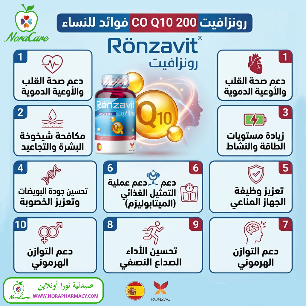 كو كيو 10 رونزافيت 200 CO Q 10 60 CAPSULE - الصورة 2