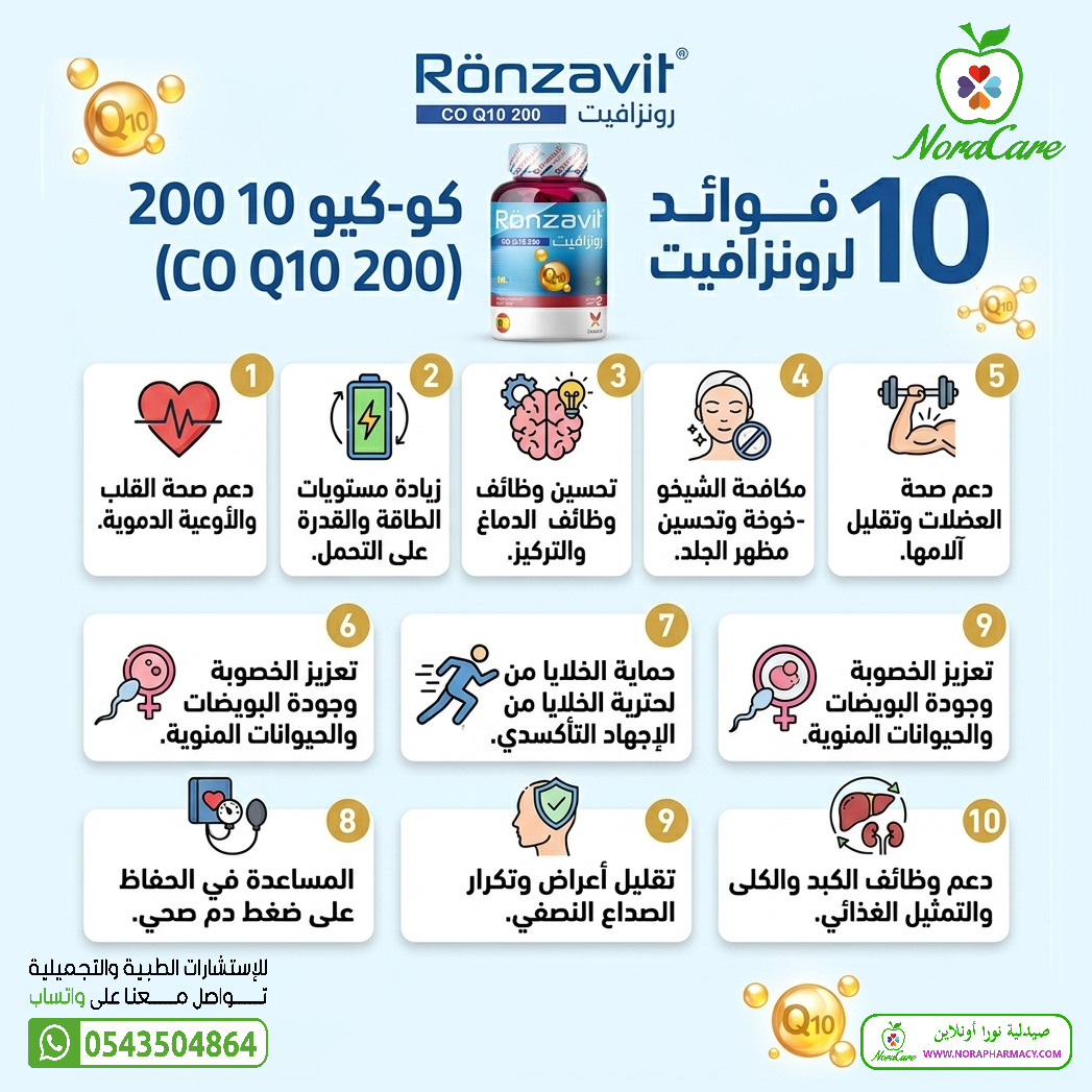 كو كيو 10 رونزافيت 200 CO Q 10 60 CAPSULE - الصورة 4