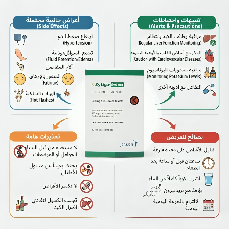 Abiraterone Zytiga زيتيجا ابيراتيرون 500 مجم 60 قرص - الصورة 2