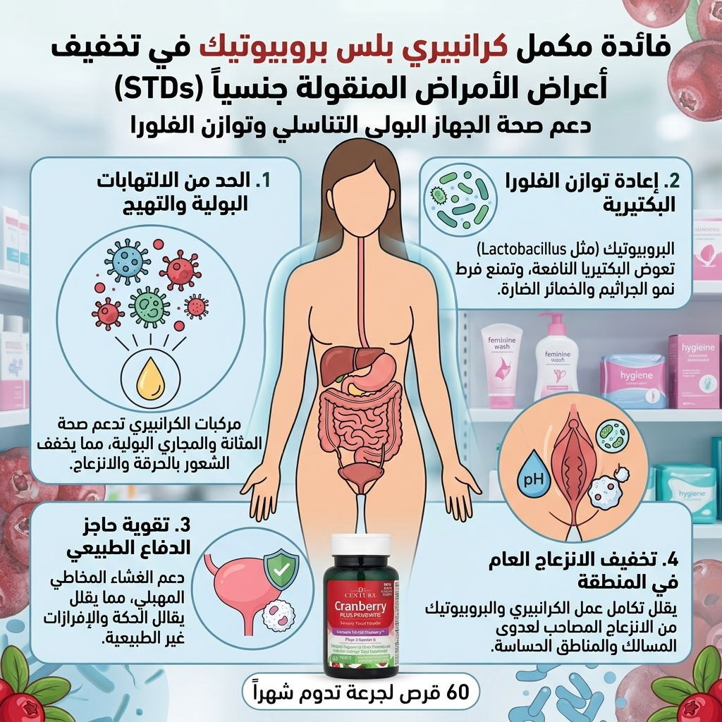 حبوب كرانبيري بالبروبيوتيك لصحة الجهاز البولي 60 قرص - الصورة 4