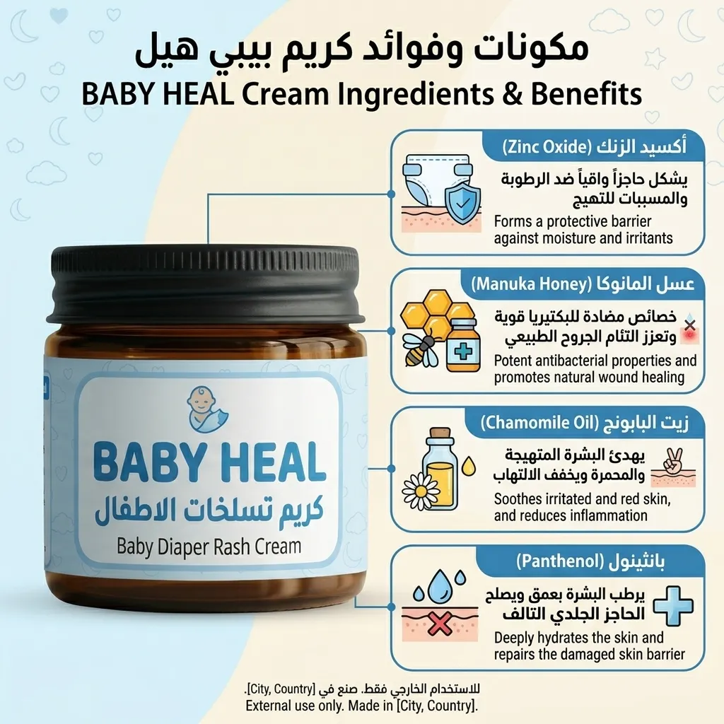 كريم تسلخات الاطفال خالي من الكورتيزون BABY HEAL - الصورة 3