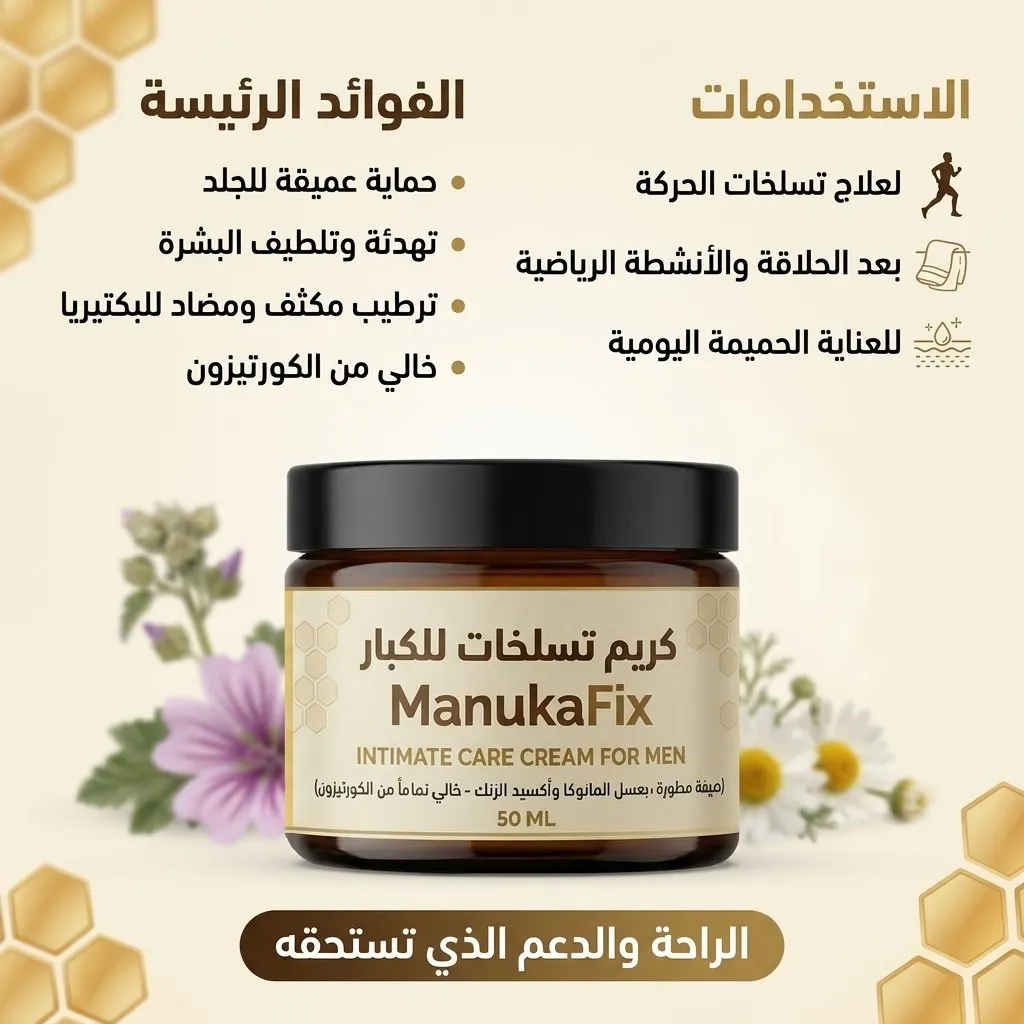 كريم تسلخات للكبار ( للرجال ) خالي من الكورتيزون ManukaFix - الصورة 3